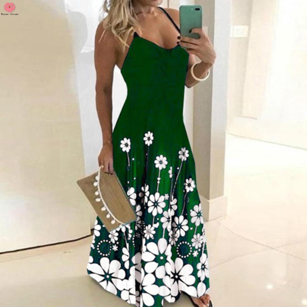 Đầm Hai Dây Cổ Chữ v In Họa Tiết Xinh Xắn Dành Cho Nữ