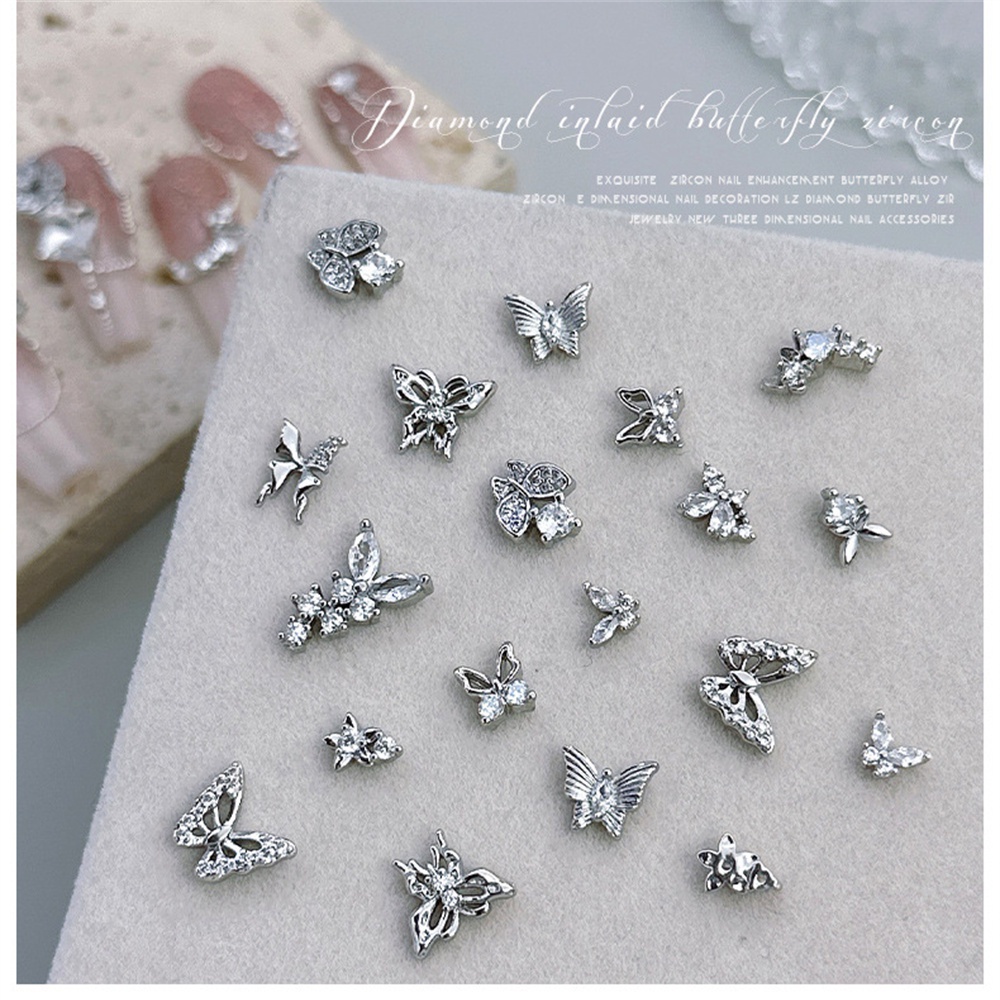 1 Cái/bộ Bướm Zircon Làm Móng Tay Trang Sức 3D Zircon Quyến Rũ Cổ Tích Vàng/Bạc Kim Cương Rỗng Móng Tay DIY Làm Móng Tay Trang Trí * KÍNH