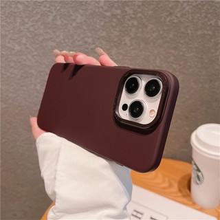 Tương Thích Cho Apple iPhone 13 Pro Max Kim Loại Bền Lỗ Lớn Khung Ống Kính Cảm Giác Da PC Vỏ Bảo Vệ Mặt Sau Vỏ