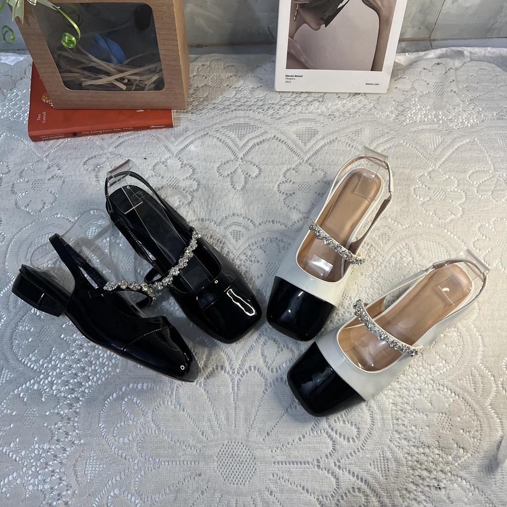 Giày tiểu thư bít mũi vuông bigsize quai đá cao 2 cm size 40-44