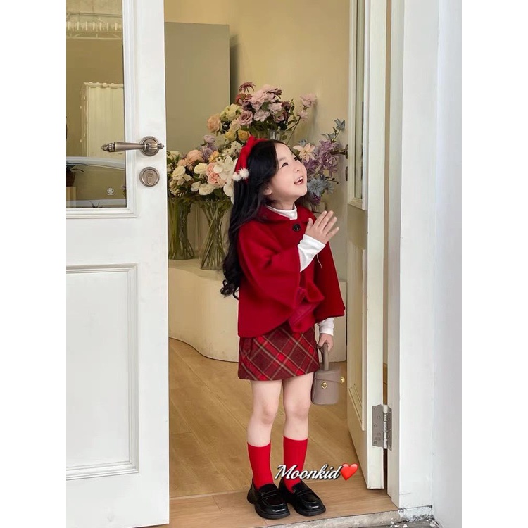 Set áo choàng kèm áo váy  bé gái