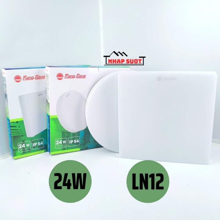 [Chính Hãng] Đèn Ốp Trần Nổi 24W Led Rạng Đông Tràn Viền Chống Ẩm IP54 (Vuông/Tròn) - LN12