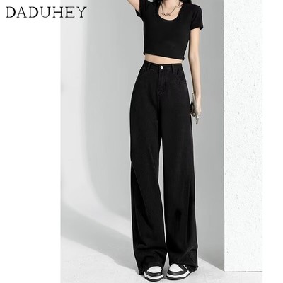 Quần jeans DADUHEY ống rộng lưng cao phong cách đường phố Mỹ cổ điển cao cấp cỡ lớn