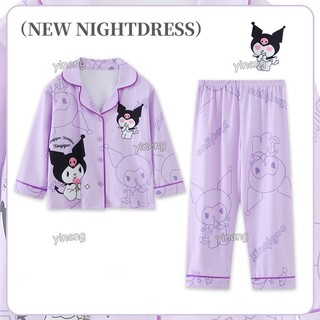 Bộ Đồ Ngủ Pijama Tay Dài In Hoạt Hình Kuromi Hàn Quốc 2024 Cho Bé Gái 7 Tuổi