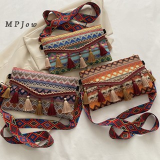 1 Túi Đeo Chéo Vải Canvas Phong Cách Dân Tộc