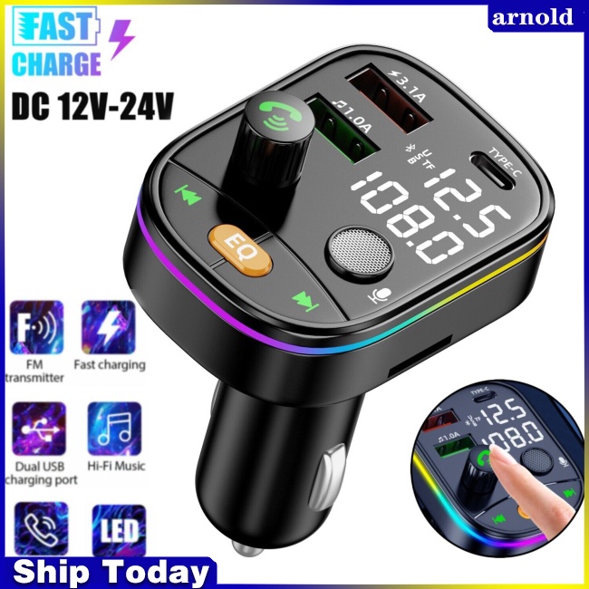 Bộ Truyền Tín Hiệu FM Q10 Không Dây Cho Xe Hơi Có Đèn LED RGB 7 Màu Sạc Nhanh TF / U