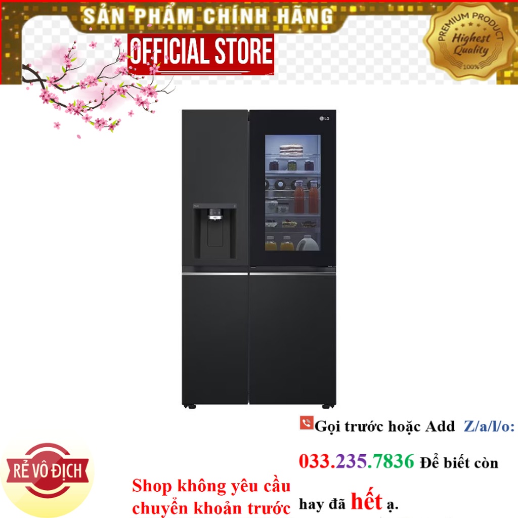 {Mới} Tủ lạnh LG Instaview lấy nước ngoài UVnano 635L màu đen GR-X257BL |