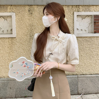 SUXI 240118 Túi Đựng Đồ Tiện Lợi Áo Sơ Mi Ngắn Tay Phong Cách Trung Hoa Cổ Điển Thời Trang Cho Nữ