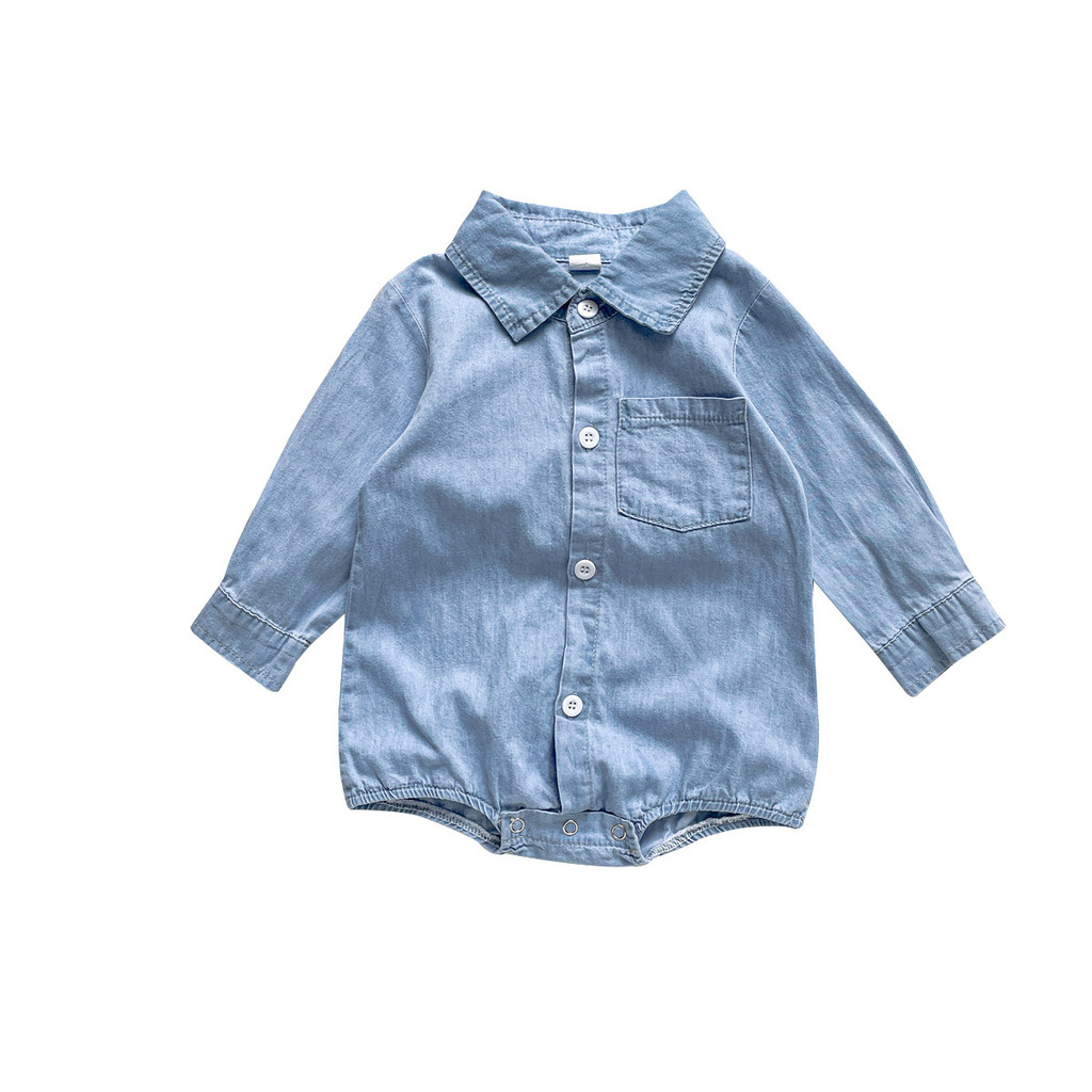 Áo Liền Quần Denim Dài Tay Thời Trang Dành Cho Trẻ Nhỏ