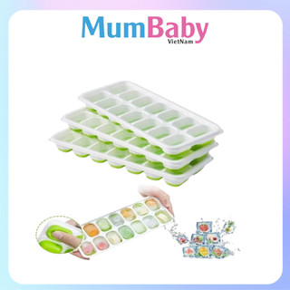 Khay đá vuông silicone 14 viên có nắp đậy trữ đông đồ ăn cao cấp MumBaby