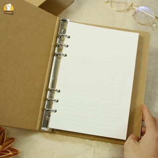 Sổ còng bìa nâu vintage kèm 100 tờ giấy lined refill giấy kraft A5 6 lỗ dùng làm Sổ Bullet Journal Scrapbook Take Note
