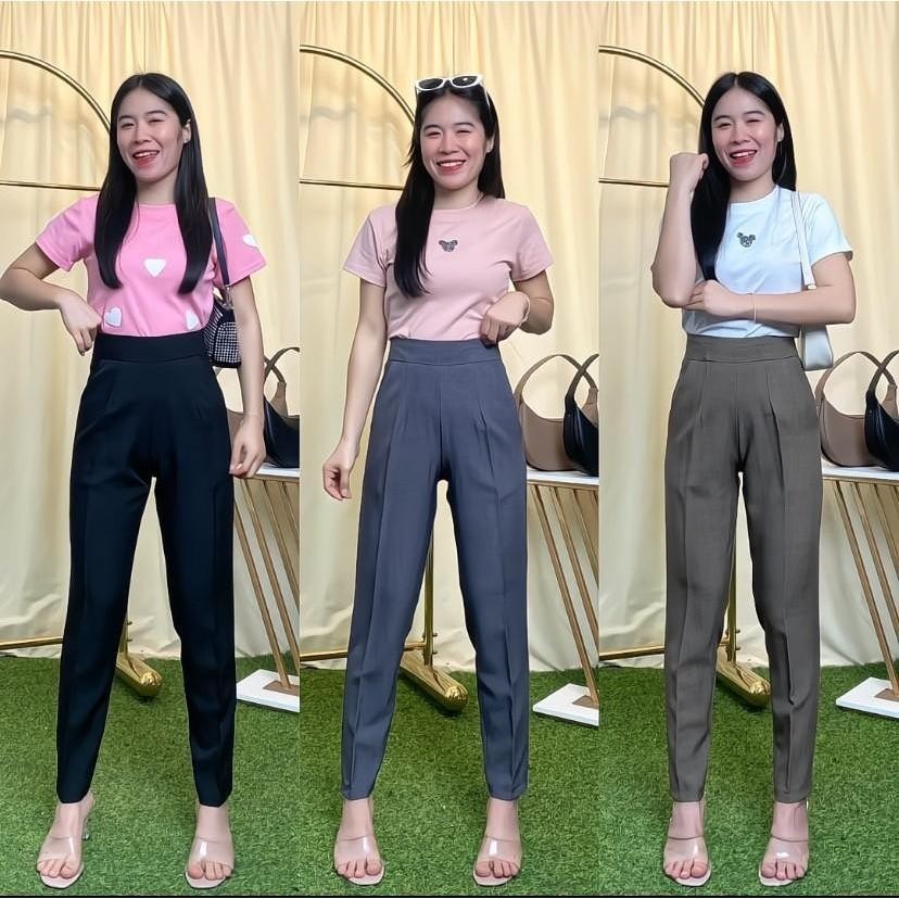 Mới G99 Quần Slim-Leg Dây Kéo Bên Eo Cao Mặt Mịn Vải Forra