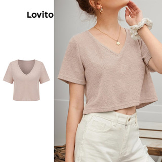 Lovito Áo thun thông thường Áo thun cơ bản trơn dành cho nữ L80ED013