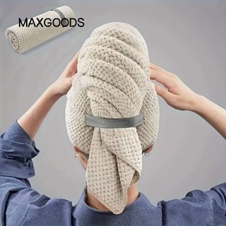 Khăn quấn tóc MAXGOODS, Mũ tóc khô thấm nước sợi nhỏ, có dây đeo đàn hồi Màu trơn Tắm khăn xếp khô nhanh lớn