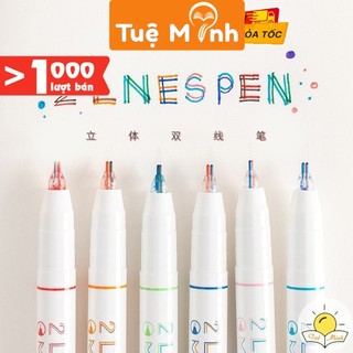 Bút gel 2 ngòi 2 Lines Pen nét 0.5mm nhiều màu, bút ghi chú, trang trí sổ Vpp Tuệ Minh