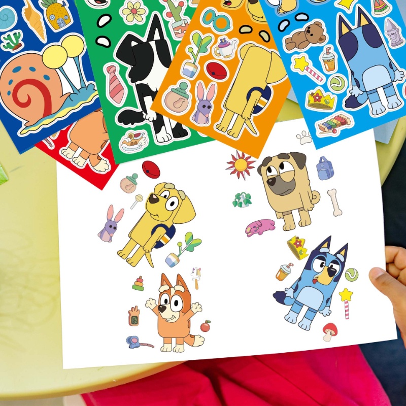 Bộ 8 Miếng Dán Mặt Hoạt Hình bluey & bingo family and friends diy