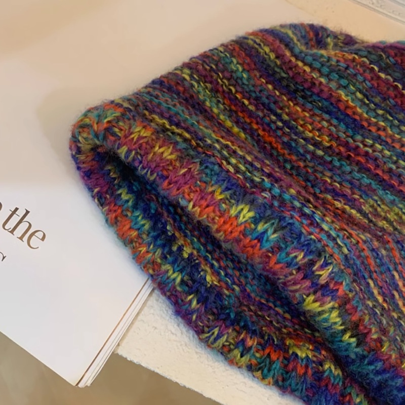 Mũ Len Dệt Kim Nhiều Màu Sắc Giữ Ấm Mùa Đông Cho Nữ