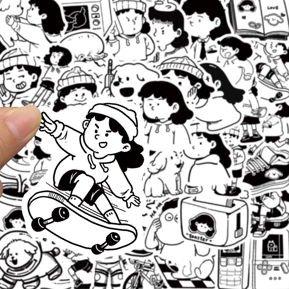 50 Miếng Dán Hoạt Hình Trang Trí Mũ Bảo Hiểm Xe Đạp