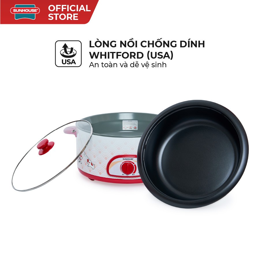 Lẩu điện Sunhouse SH525L , đã năng , nấu , xào , dán , lẩu