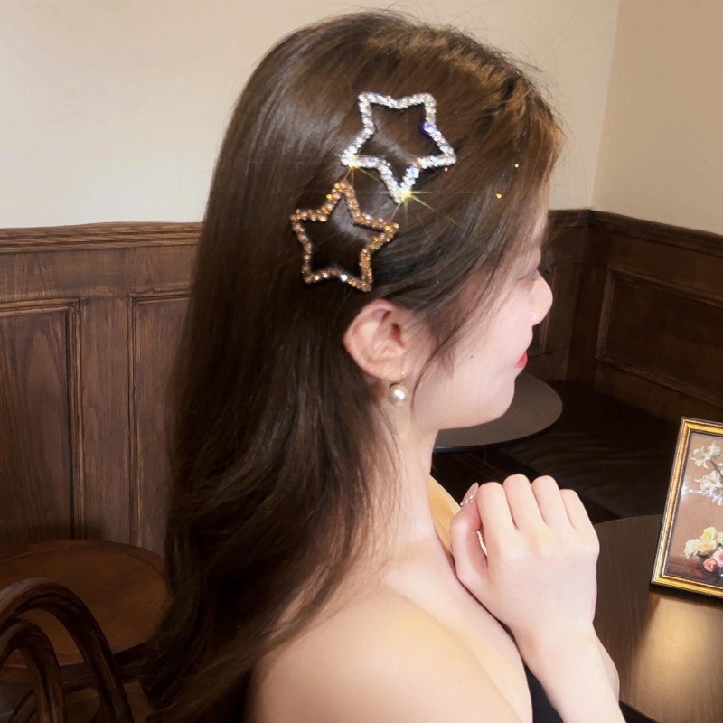 Kẹp Tóc Hình Đám Mây / Ngôi Sao / Đám Mây Cỡ Lớn Đính Đá Thời Trang Cho Nữ