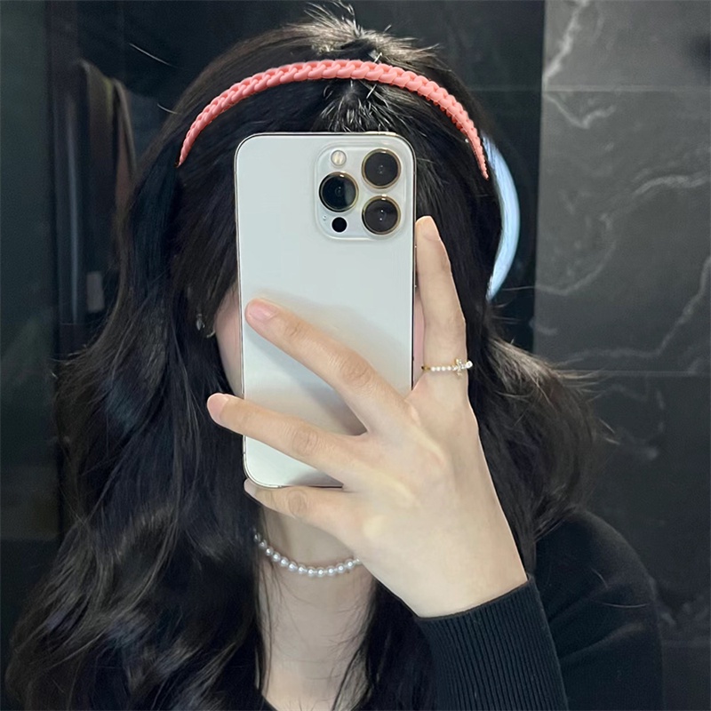 Băng Đô Cài Tóc Răng Co Giãn Chống Trượt Màu Sắc Trơn Phong Cách Hàn Quốc Cho Nữ