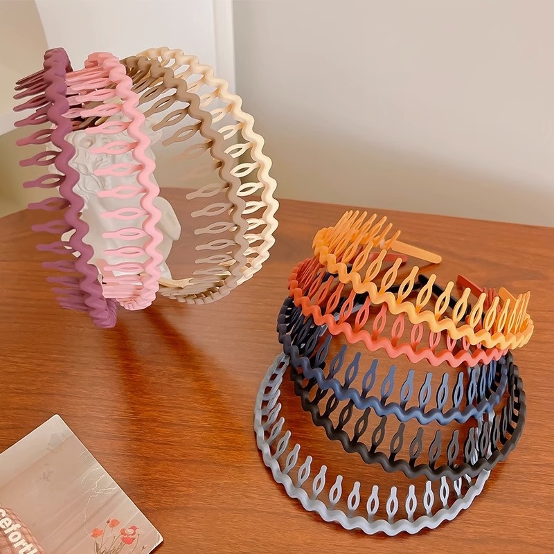 Băng Đô Cài Tóc Răng Co Giãn Chống Trượt Màu Sắc Trơn Phong Cách Hàn Quốc Cho Nữ