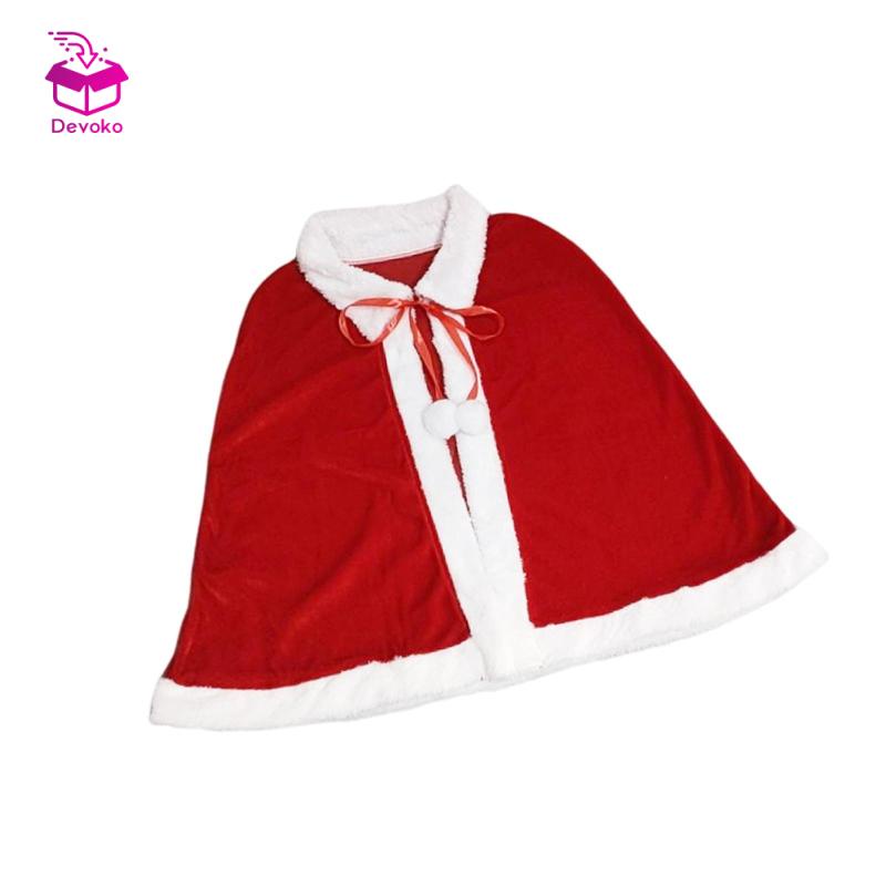 Áo choàng nhung DEVOKO màu đỏ phong cách giáng sinh cho người lớn và trẻ em