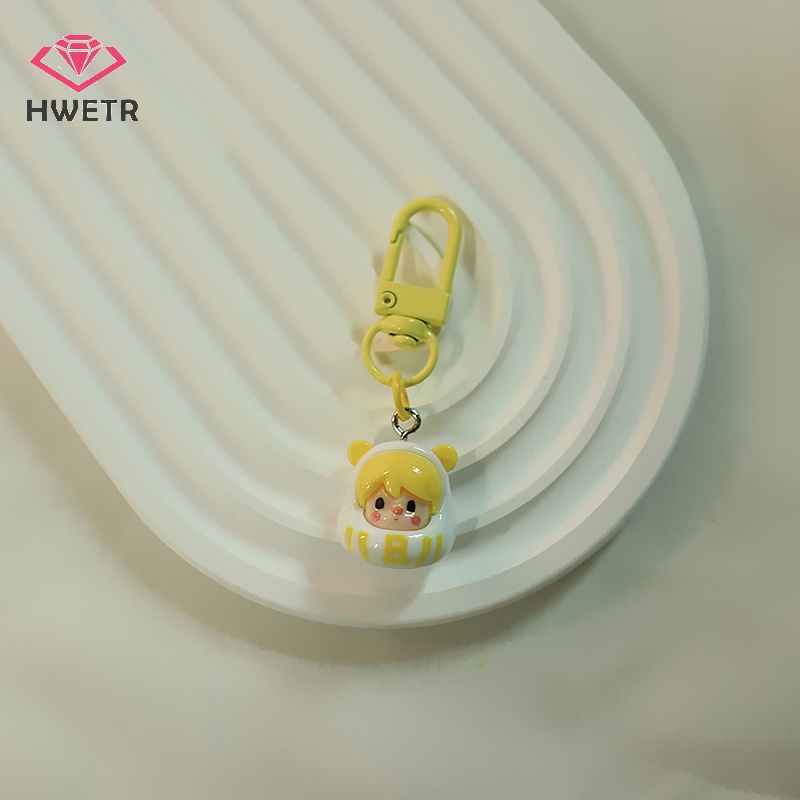 Móc khóa HWETR bằng resin hình hoạt hình dễ thương DIY trang trí túi xách / điện thoại di động cho học sinh
