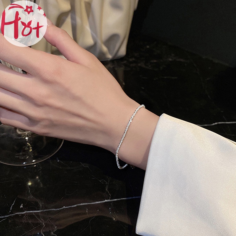 Jr Set 1 / 2 Vòng Tay Bạc Lấp Lánh Thời Trang Cho Nữ vn