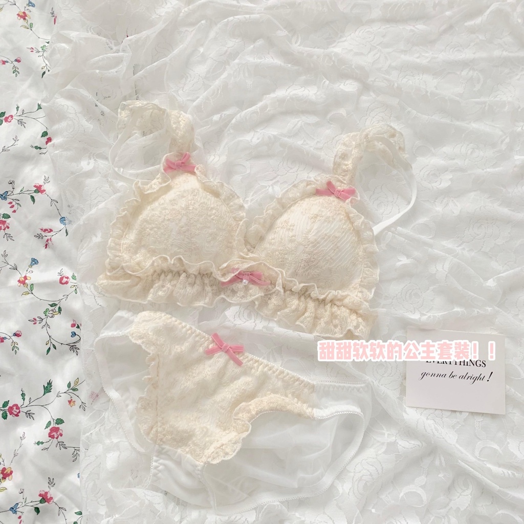 Áo Ngực Hình Tam Giác Không Gọng Phối Ren Phong Cách lolita Nhật Bản