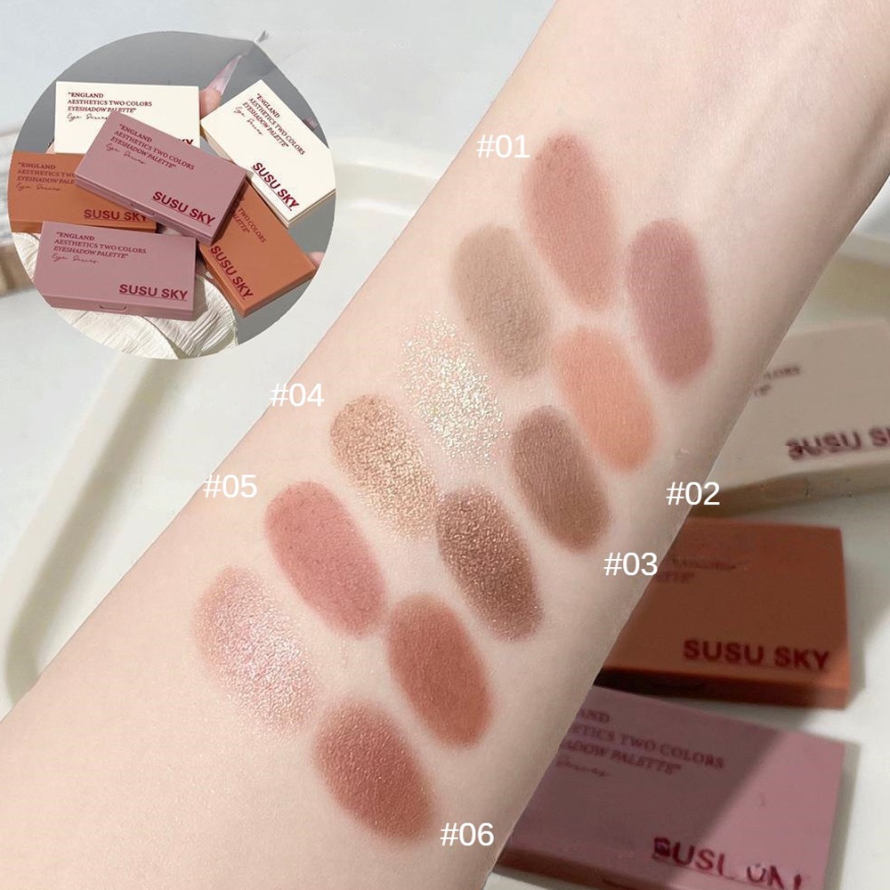 Thẩm Mỹ Anh Hai Màu Phấn Mắt Bảng Tông Màu Đất Mờ Kim Sa Lấp Lánh Hàng Ngày Trang Điểm Nhẹ Màu Phấn Mắt JULYSTAR