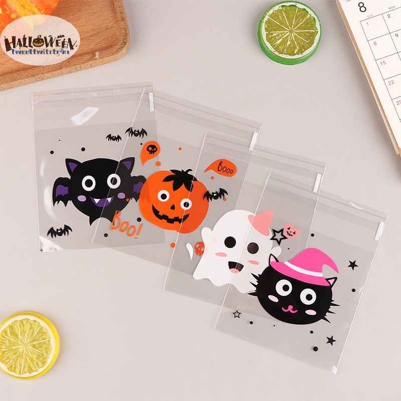 Tri Set 100 Túi Nhựa Đựng Kẹo / Bánh Quy Trang Trí halloween