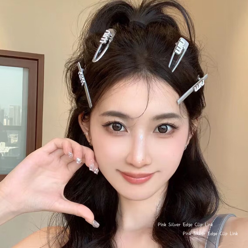 Set 7 Kẹp Tóc Kim Loại Hình Ngôi Sao / Trái Tim Đính Đá Thời Trang Cho Nữ y2k