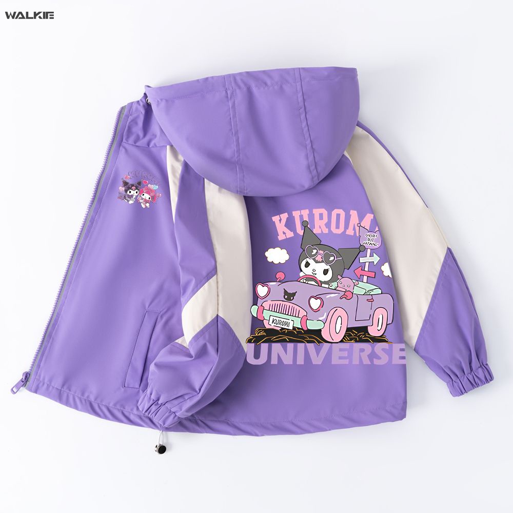 Walkie sanrios Áo Khoác Gió Có Mũ Trùm In Họa Tiết Hoạt Hình anime kuromi my melody Dễ Thương Thời Trang Xuân Thu Cho Bé Trai Và Gái
