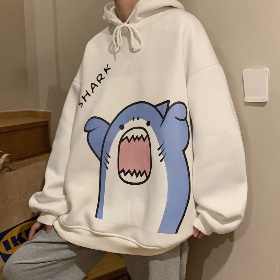 Áo hoodie Nam In Hình Cá Mập Phong Cách Hàn Quốc Mới