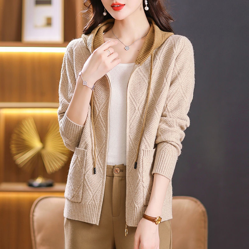 Áo Khoác Hoodie Có Khóa Kéo Dáng Rộng Phong Cách Mới Dành Cho Phụ Nữ Trung Niên