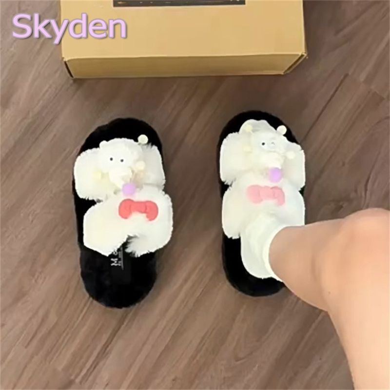 Skyden dép nữ dép lông dép kiểu nữ đi chơi dép thoáng khí Mềm Mại FMR239030I 36Z230907