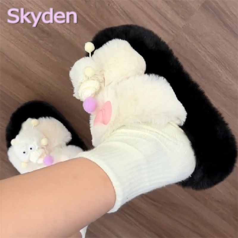 Skyden dép nữ dép lông dép kiểu nữ đi chơi dép thoáng khí Mềm Mại FMR239030I 36Z230907