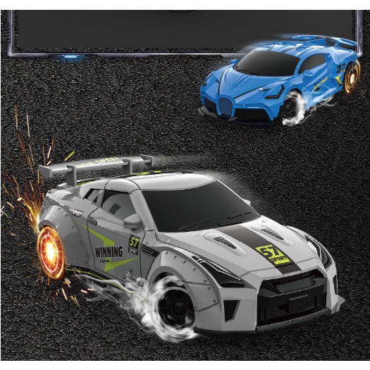 Xe Drift 1/24 GTR đẩy trớn tự Drift đánh lái dành cho bé trai, chất liệu nhựa ABS chống va đập