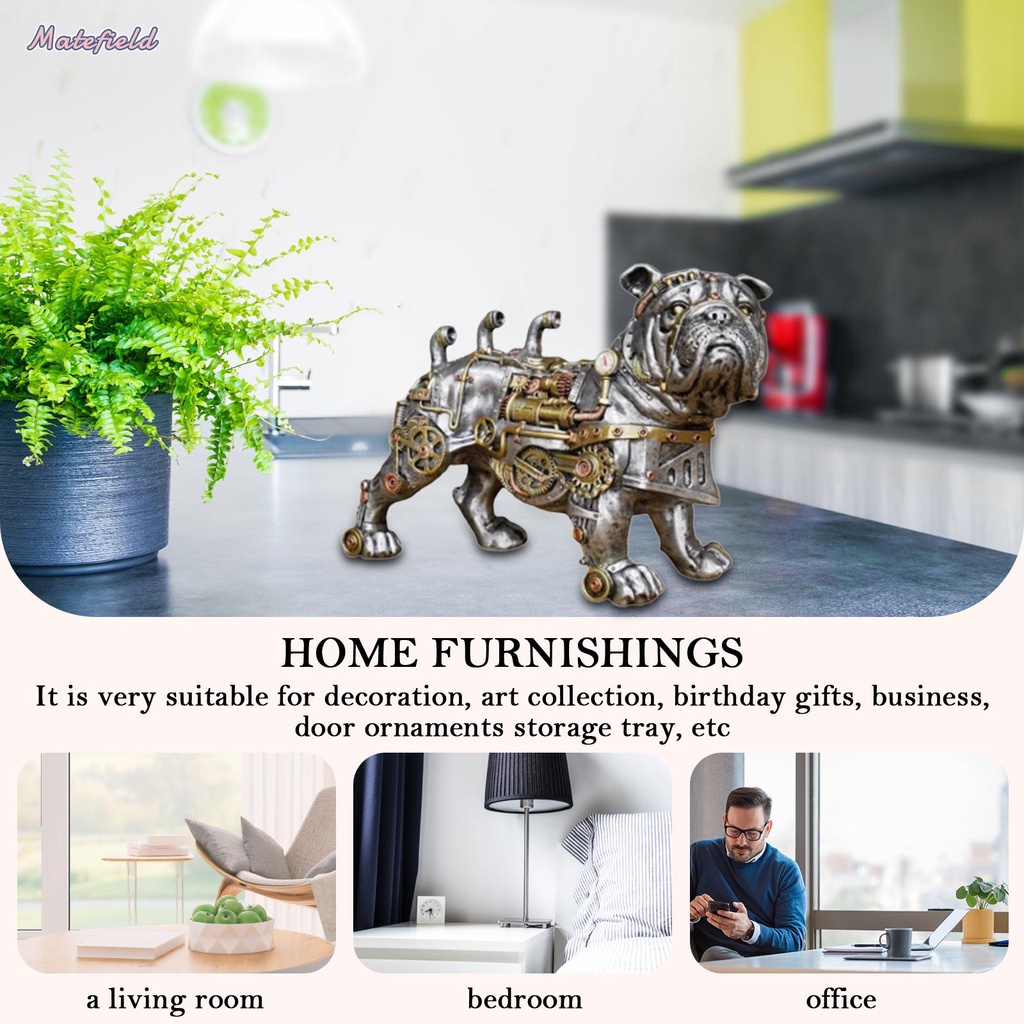 Tượng Trang Trí Nghệ Thuật Hình Chú Chó punk Cơ Khí Bằng Nhựa resin