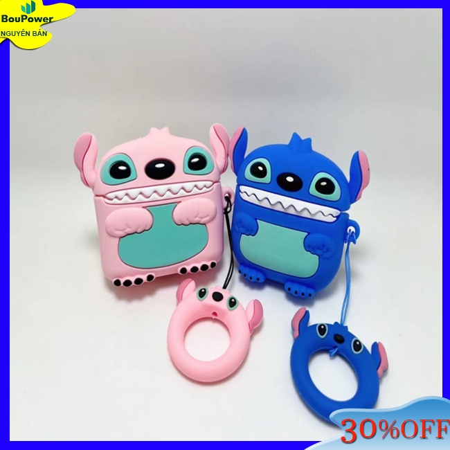 Boupower Vỏ Bảo Vệ Hộp Sạc Tai Nghe bluetooth Bằng Silicon Họa Tiết Hoạt Hình mickey minnie stitch Dễ Thương