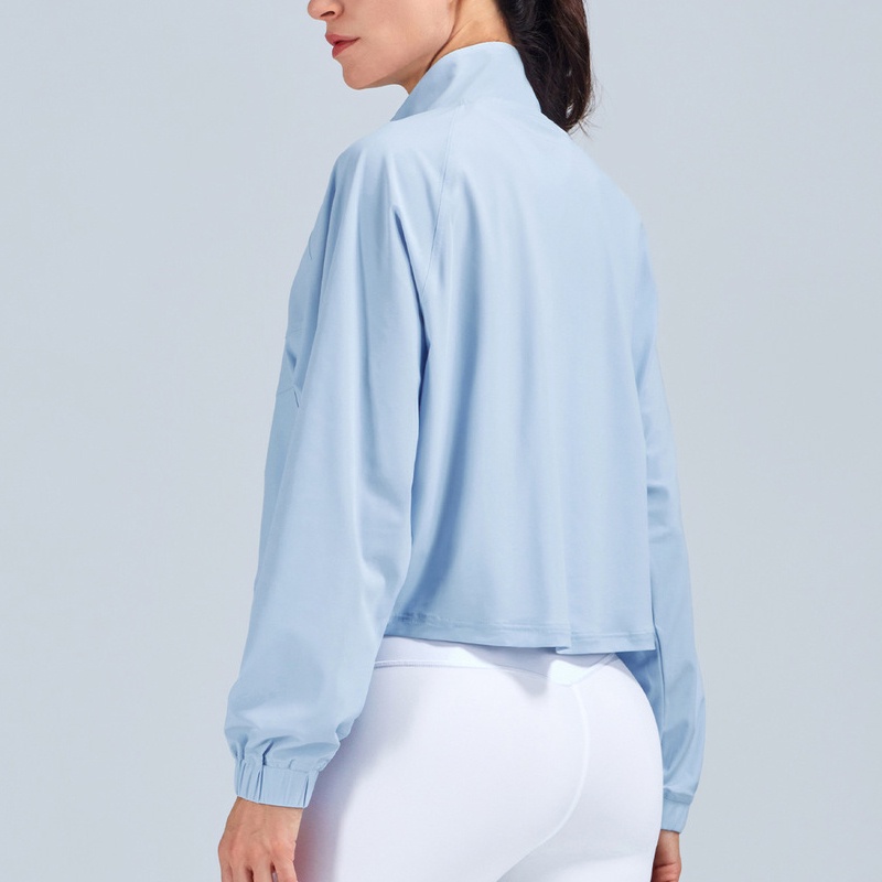 Áo Khoác Tay Dài Dáng Rộng Có Khóa Kéo Trước 2 Túi Thời Trang Chạy Bộ Cho Nữ