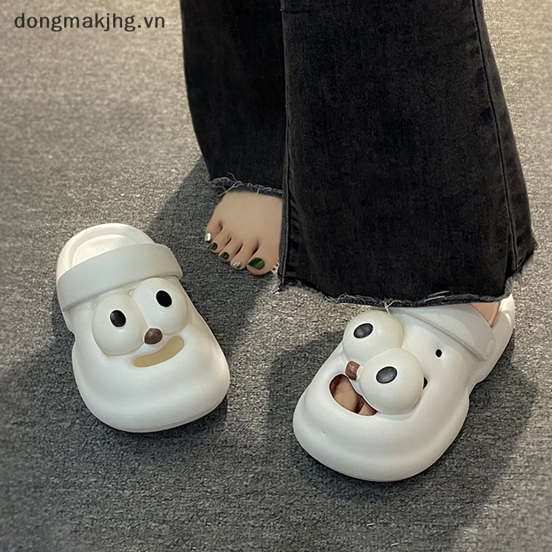 Dép Đế Bằng Chống Trượt Mũi Tròn Họa Tiết Hoạt Hình Dễ Thương Cho Nữ