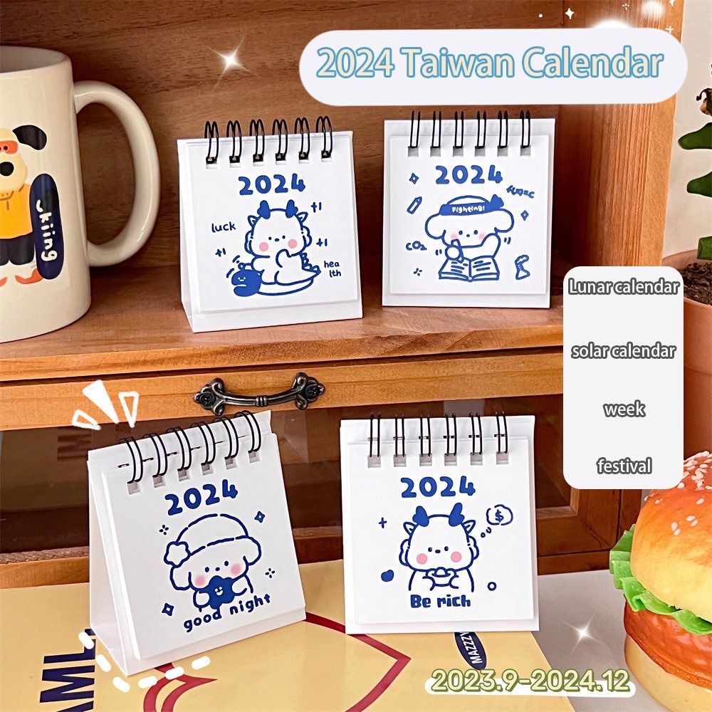 Lịch Để Bàn 2024 Vẽ Tay Thiết Kế Đơn Giản Sáng Tạo