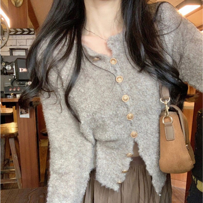 Áo khoác len CHU MAN JIA dệt kim mềm mại phong cách Hàn Quốc cổ điển nhẹ nhàng dành cho nam và nữ
