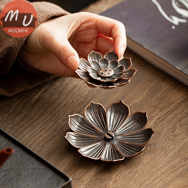 Mulinhe Đế Đốt Trầm Hương Bằng Kim Loại Hình Hoa Sen Phật Giáo Trang Trí Nhà Cửa vn