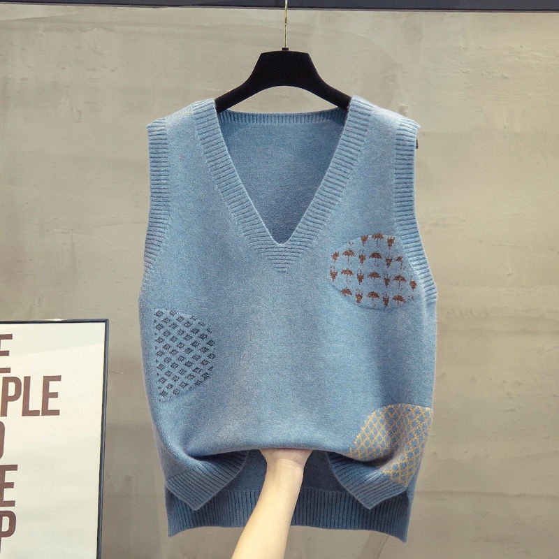 Áo len sát nách cổ chữ V thiết kế mới thời trang mùa thu