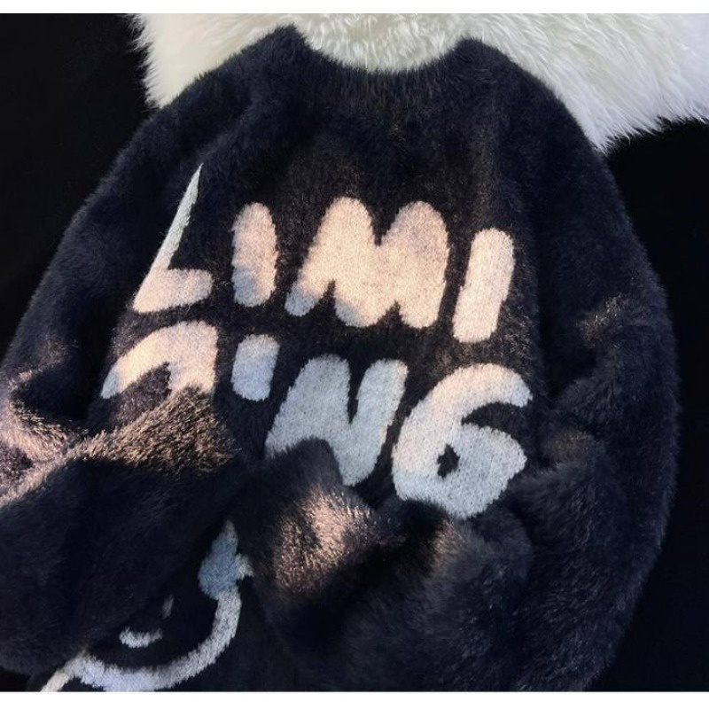 Áo Khoác sweater Dệt Kim Dáng Rộng In Hình Cá Ngựa / Thỏ Kiểu retro Nhật Bản Thời Trang Thu Đông Cho Nam