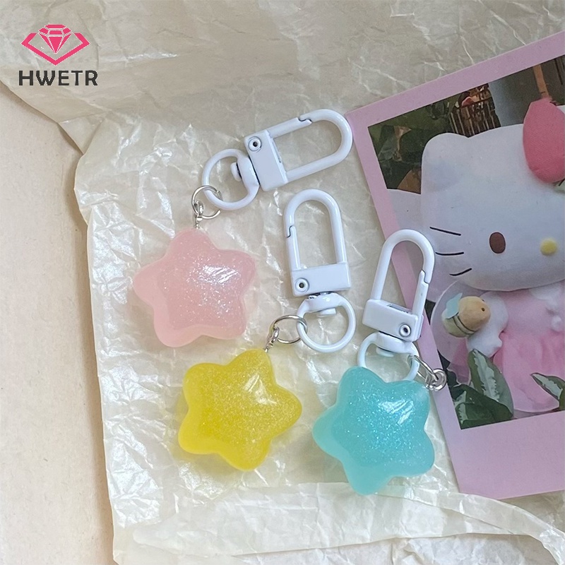 Hwetr Móc Khóa Hình Ngôi Sao Dạ Quang Dễ Thương Dành Cho Cặp Đôi Mới