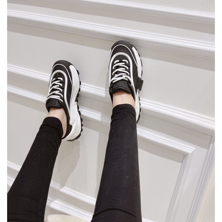 Giày sục thể thao pha kẻ tem vuông đế cao 5cm hàng QC fullbox TT45 ANN_Official